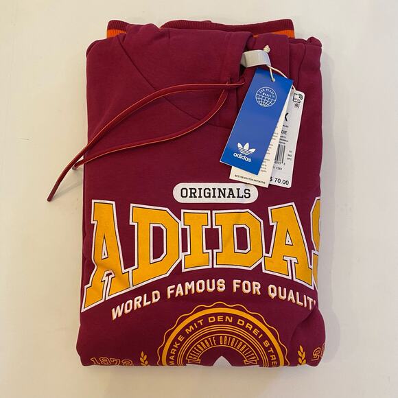 Adidas Womens Originals Legacy Burgundy Class of 72 Hoodie Sweatshirt PLUS 1X - Picture 8 of 11